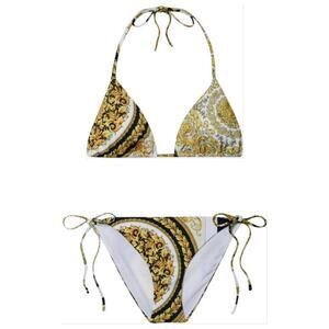 VERSACE Barocco logo printed bikini set